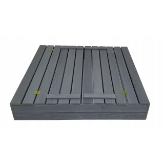 Sivé impregnované uzatvárateľné pieskovisko s lavičkami - 120x120 cm