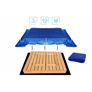 Impregnované uzatvárateľné pieskovisko s lavičkami - 120x120 cm