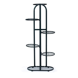 Moderný kovový stojan na kvety v čiernej farbe