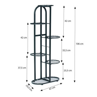 Moderný kovový stojan na kvety v čiernej farbe