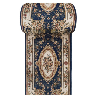 Vintage metrážny koberec modrej farby