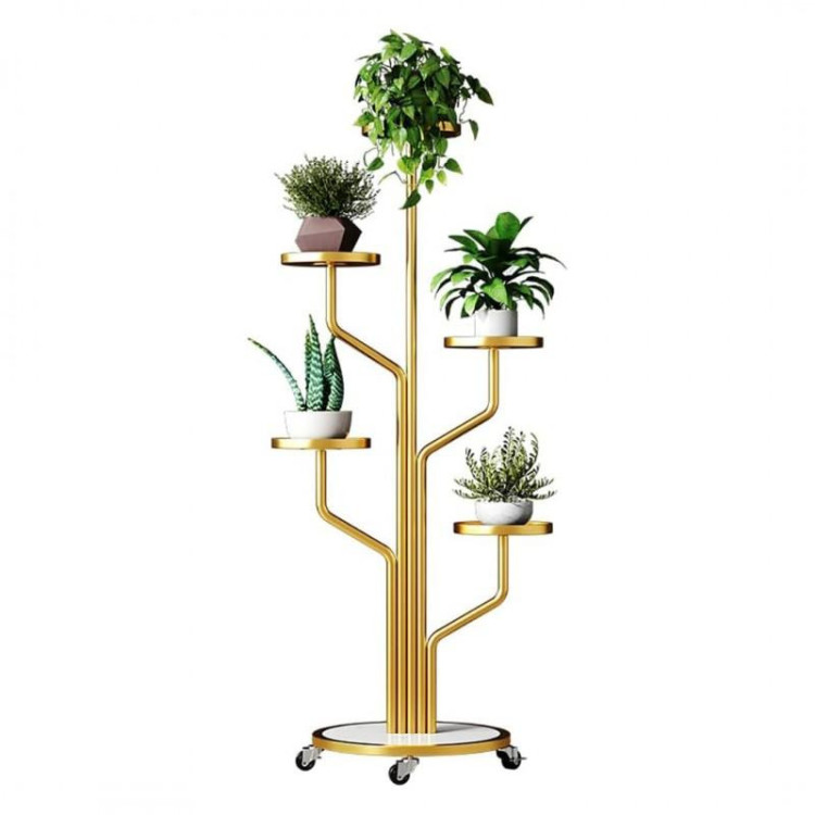 Kovový stojan na kvety v zlatej farbe