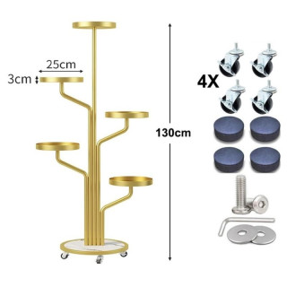 Kovový stojan na kvety v zlatej farbe