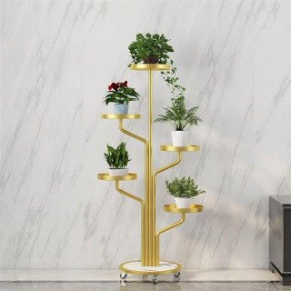 Kovový stojan na kvety v zlatej farbe