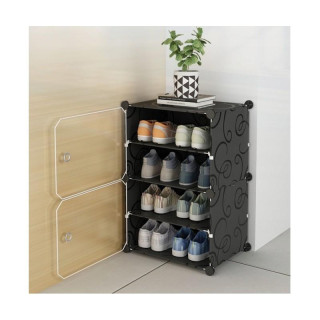 Čierny 4-poschodový organizér na topánky