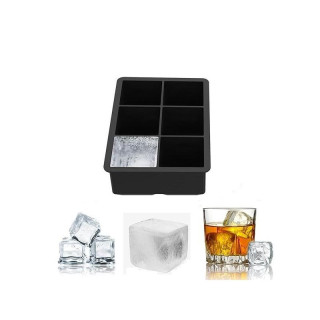 Čierna silikónová forma na ľadové kocky - 6 veľkých kociek