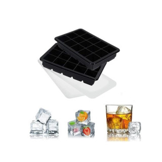 Čierna silikónová forma na ľadové kocky - 15 kociek