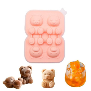 Silikónová ružová forma na ľadové kocky - 4 medvede