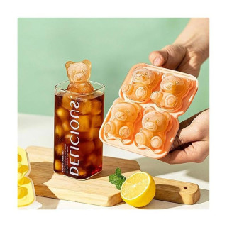 Silikónová ružová forma na ľadové kocky - 4 medvede