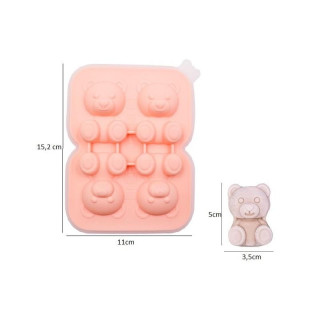 Silikónová ružová forma na ľadové kocky - 4 medvede