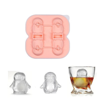 Ružová silikónová forma na ľadové kocky - 4 tučniaky