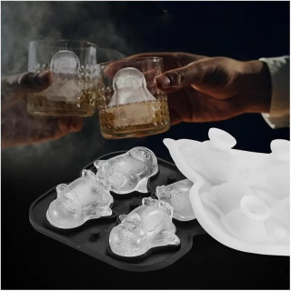 Ružová silikónová forma na ľadové kocky - 4 tučniaky