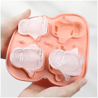 Ružová silikónová forma na ľadové kocky - 4 tučniaky