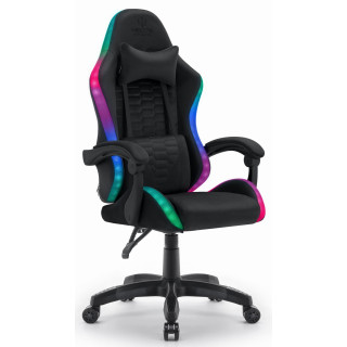 Črn fotelj iz blaga HELLS CHAIR HC- 1000 LED RGB