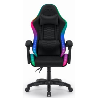 Črn fotelj iz blaga HELLS CHAIR HC- 1000 LED RGB