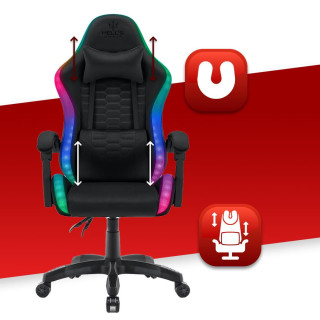 Črn fotelj iz blaga HELLS CHAIR HC- 1000 LED RGB
