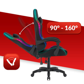 Črn fotelj iz blaga HELLS CHAIR HC- 1000 LED RGB