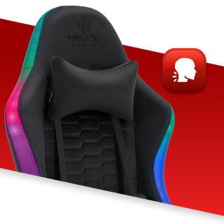 Črn fotelj iz blaga HELLS CHAIR HC- 1000 LED RGB