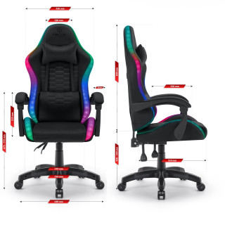Črn fotelj iz blaga HELLS CHAIR HC- 1000 LED RGB