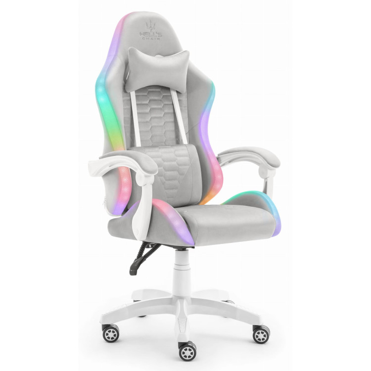 Sivo-bel gaming stol HELLS CHAIR HC- 1000 LED RGB