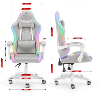 Sivo-bel gaming stol HELLS CHAIR HC- 1000 LED RGB