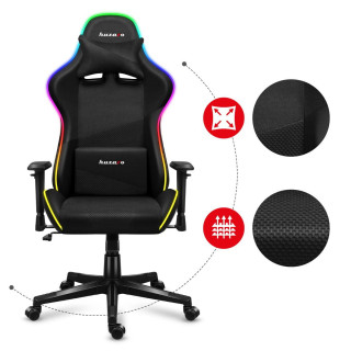 Črn gaming stol Huzaro FORCE 6.3 RGB MESH