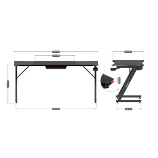 Črna igralna miza Huzaro HERO 4.8 RGB