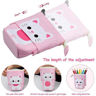 Zložljiva roza peresnica z mačko