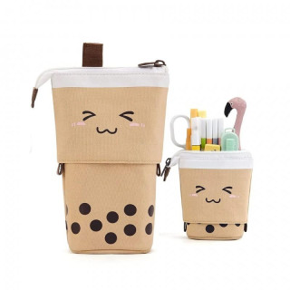 Krem zložljiva pernica za svinčnike