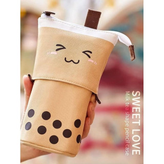 Krem zložljiva pernica za svinčnike