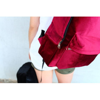 Ženski bordo žametni nahrbtnik