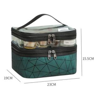 Potovalna kozmetična torbica zelene barve z vzorcem