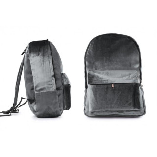 Ženski žametni nahrbtnik v sivi barvi