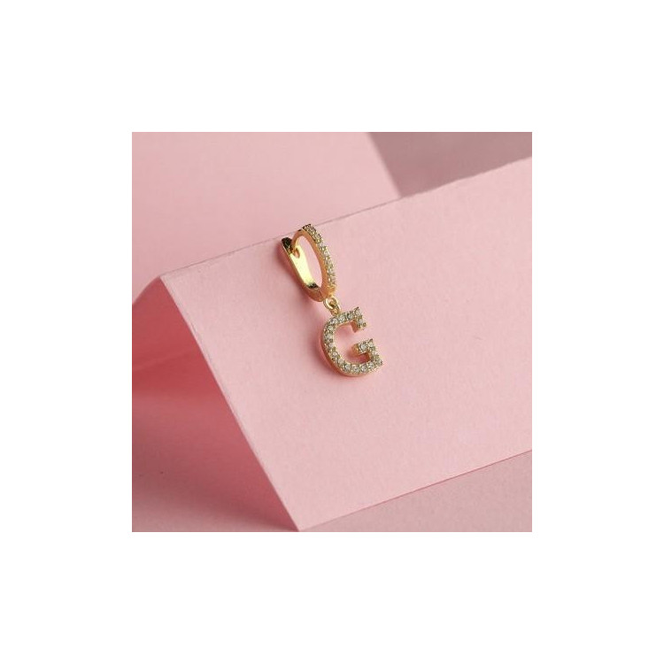 Uhani okrašeni z zlatim cirkonom s črko G