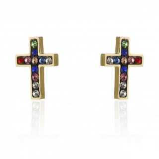 Uhani v obliki križa z barvnimi cirkoni