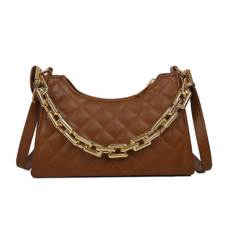 Rjava prešita torbica z verižico