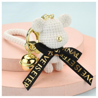 Obesek z medvedkom v beli barvi