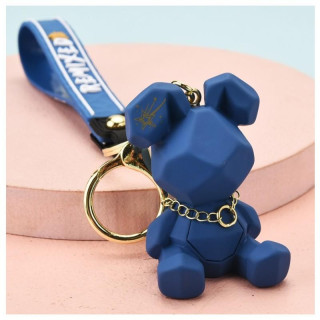 Temno moder obesek z geometričnim plišastim medvedkom