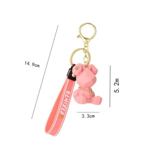 Temno moder obesek z geometričnim plišastim medvedkom