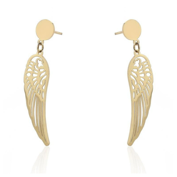 Preluknjani zlati uhani s krilci