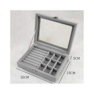 Škatla za nakit iz sivega velurja