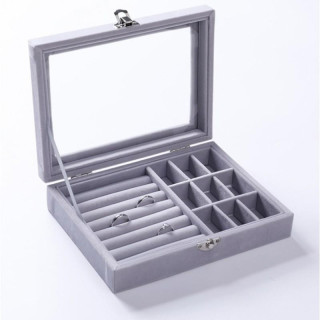 Škatla za nakit iz sivega velurja