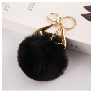 Črn pom pom za ključe z rogovi