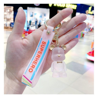 Prosojen roza obesek z medvedkom