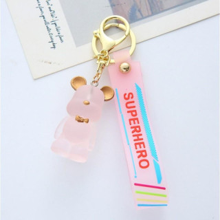 Prosojen roza obesek z medvedkom