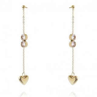 Ženski pozlačeni uhani s srčkom