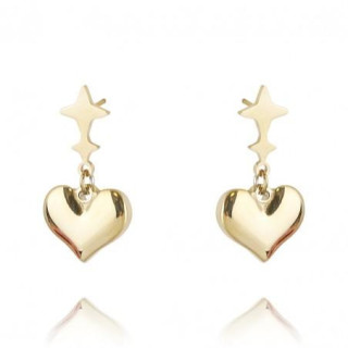 Ženski pozlačeni uhani s srčkom