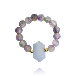 Ženski prstan na gumico svetlo modre barve