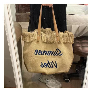 Rjava torba za plažo z resicami