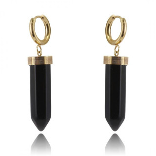 Uhani s črnim kamnom